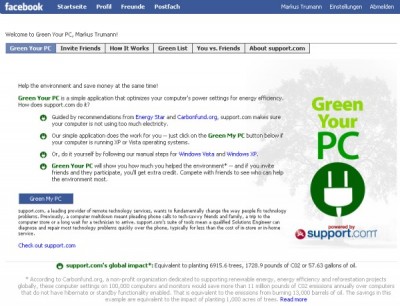 green your pc facebook 400x306 Green Your PC  Die Facebook Applikation zum Stromsparen