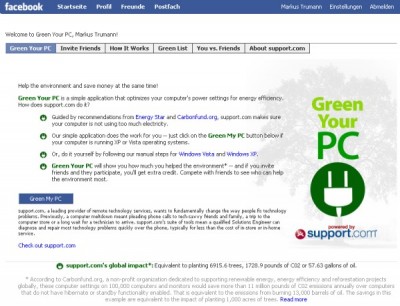 green your pc facebook 400x306 Green Your PC   Die Facebook Applikation zum Stromsparen